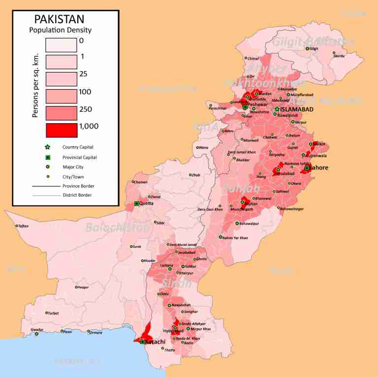 پاکستان پنجمین کشور پرجمعیت جهان است که تقریباً 242 میلیون نفر جمعیت دارد و دومین کشور مسلمان جهان است که بیشتر جمعیت در حاشیه رود سن زندگی می کنند